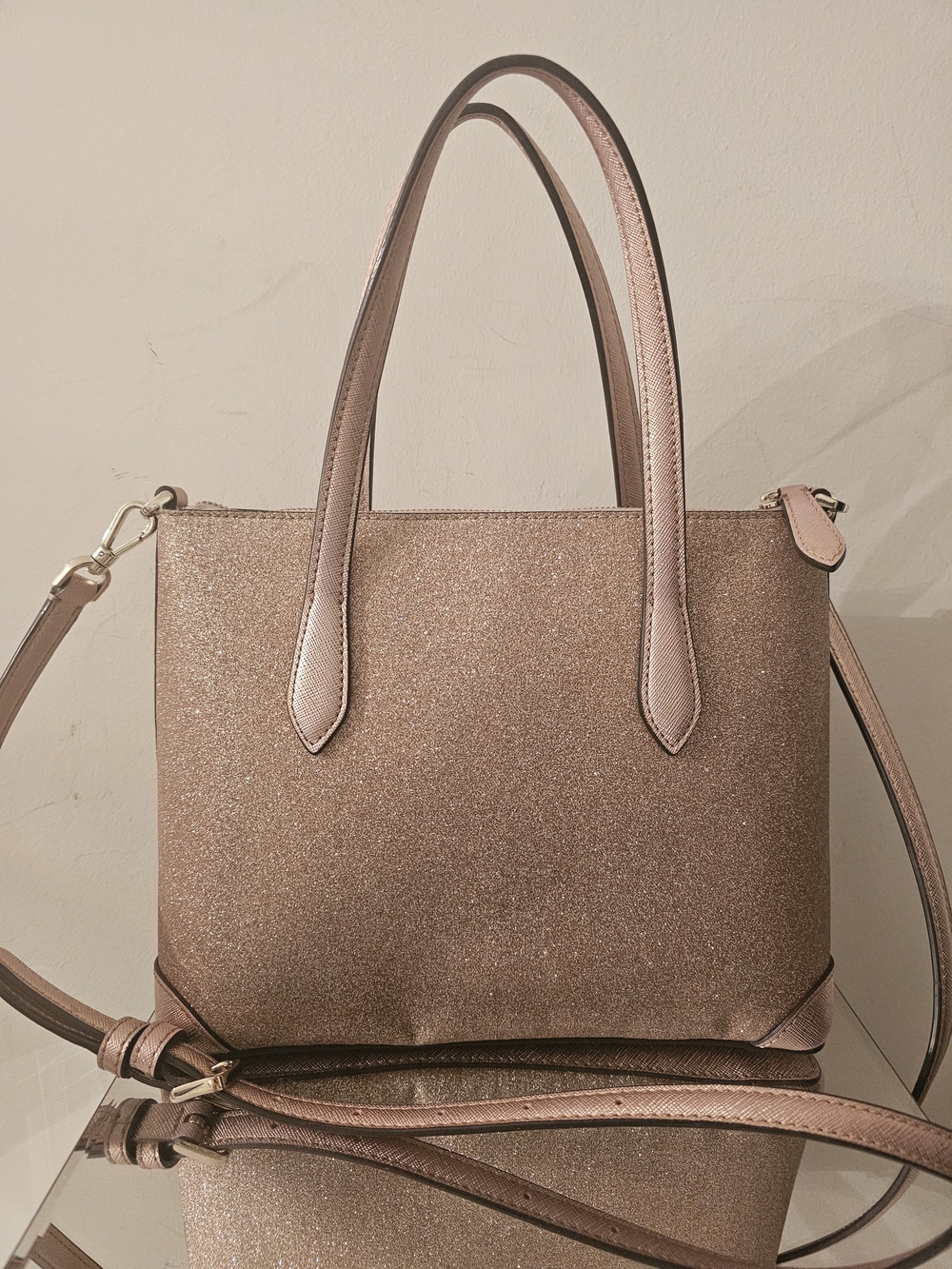kate spade New York Glitter Tote Bag in Rose Gold - Picture 2 of 5